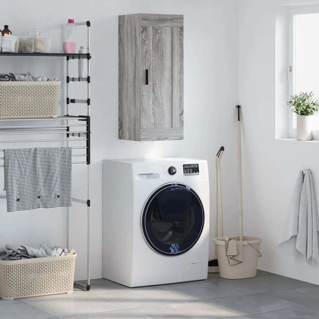 Ντουλάπι Τοίχου Γκρι Sonoma 34,5 x 34 x 90 εκ. Επεξεργ. Ξύλο