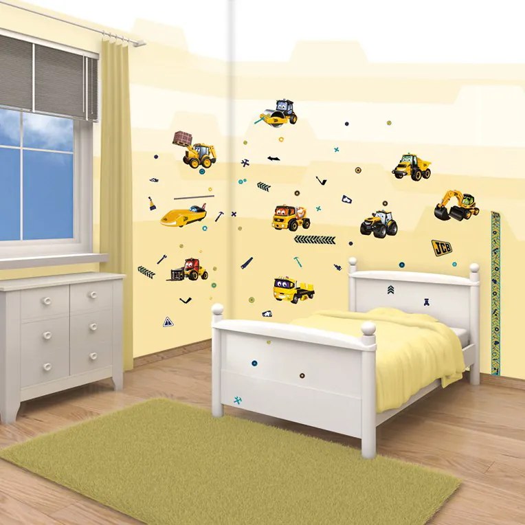 Παιδικά αυτοκόλλητα τοίχου Walltastic My Firts JCB Decor Kit (65  Room Stickers)