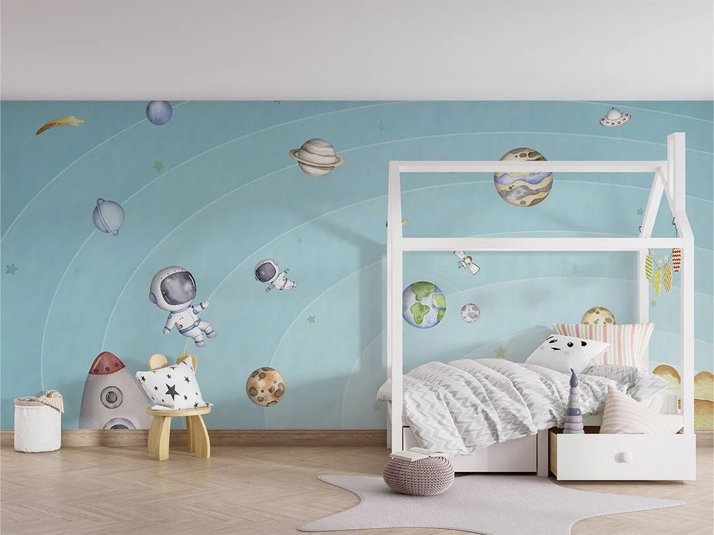 Space Joy Ταπετσαρια Τοιχου Γαλαζιο Επιθυμητη Διασταση