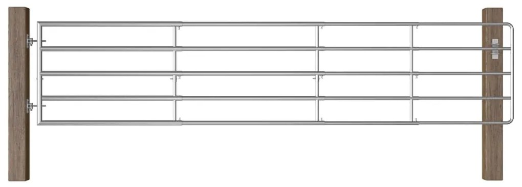 vidaXL Πόρτα Αγροκτήματος με 5 Μπάρες Ασημί (150-400)x90 εκ. Ατσάλινη