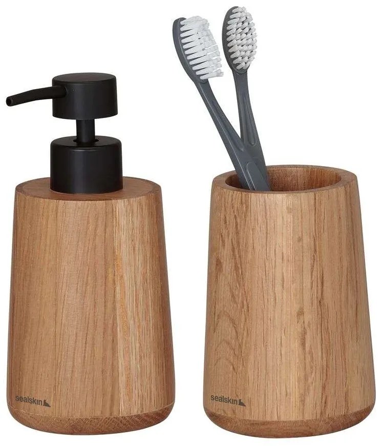 Earth oak set δοχείο κρεμοσάπουνου 150 ml & ποτήρι οδοντόβουρτσας Sealskin