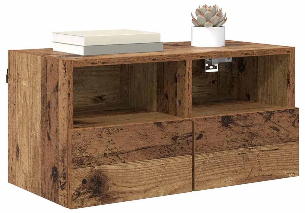 vidaXL Βάσεις τηλεόρασης Επιτοίχιο 2 pcs Παλιό Ξύλο 60 x 30 x 30 cm