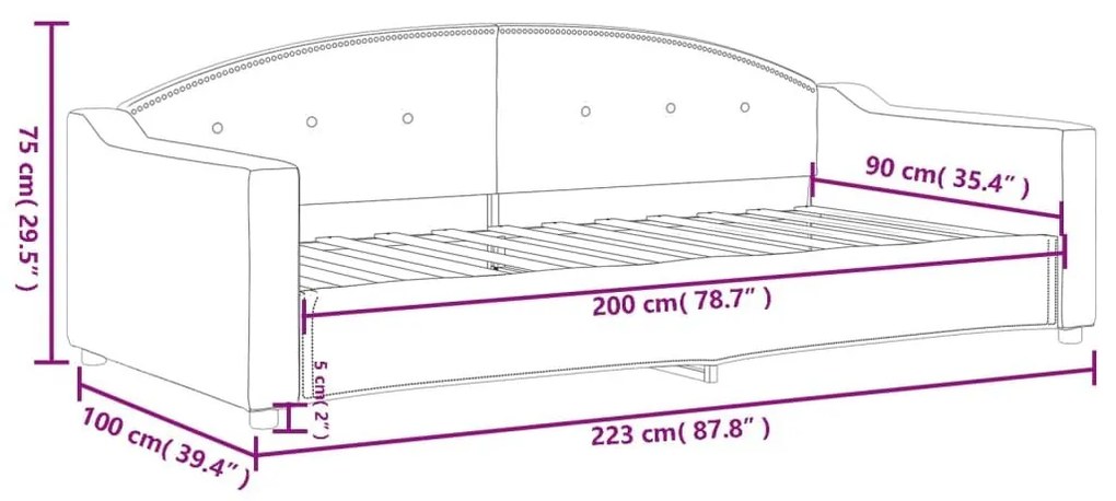 Καναπές Κρεβάτι Σκούρο Γκρι 90 x 200 εκ. Υφασμάτινος - Γκρι