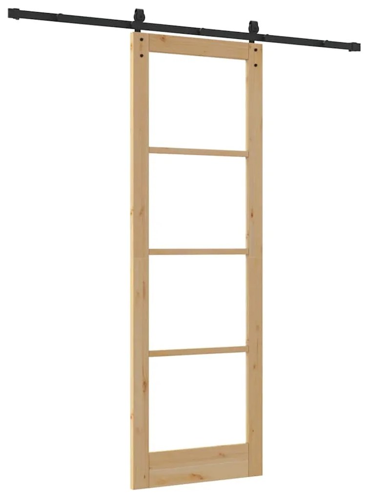 vidaXL Συρόμενη Πόρτα Χειροκίνητος Καφέ 78 x 232 cm Ξύλο και μέταλλο