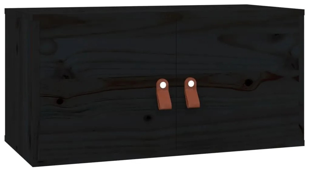 Ντουλάπια Τοίχου 2 τεμ. Μαύρα 60x30x30εκ από Μασίφ Ξύλο Πεύκου - Μαύρο
