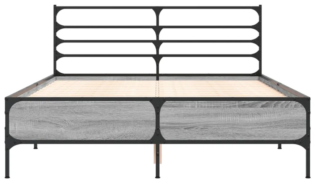 vidaXL Πλαίσιο Κρεβατιού Γκρι Sonoma 120 x 190εκ. Επεξ. Ξύλο &amp; Μέταλλο
