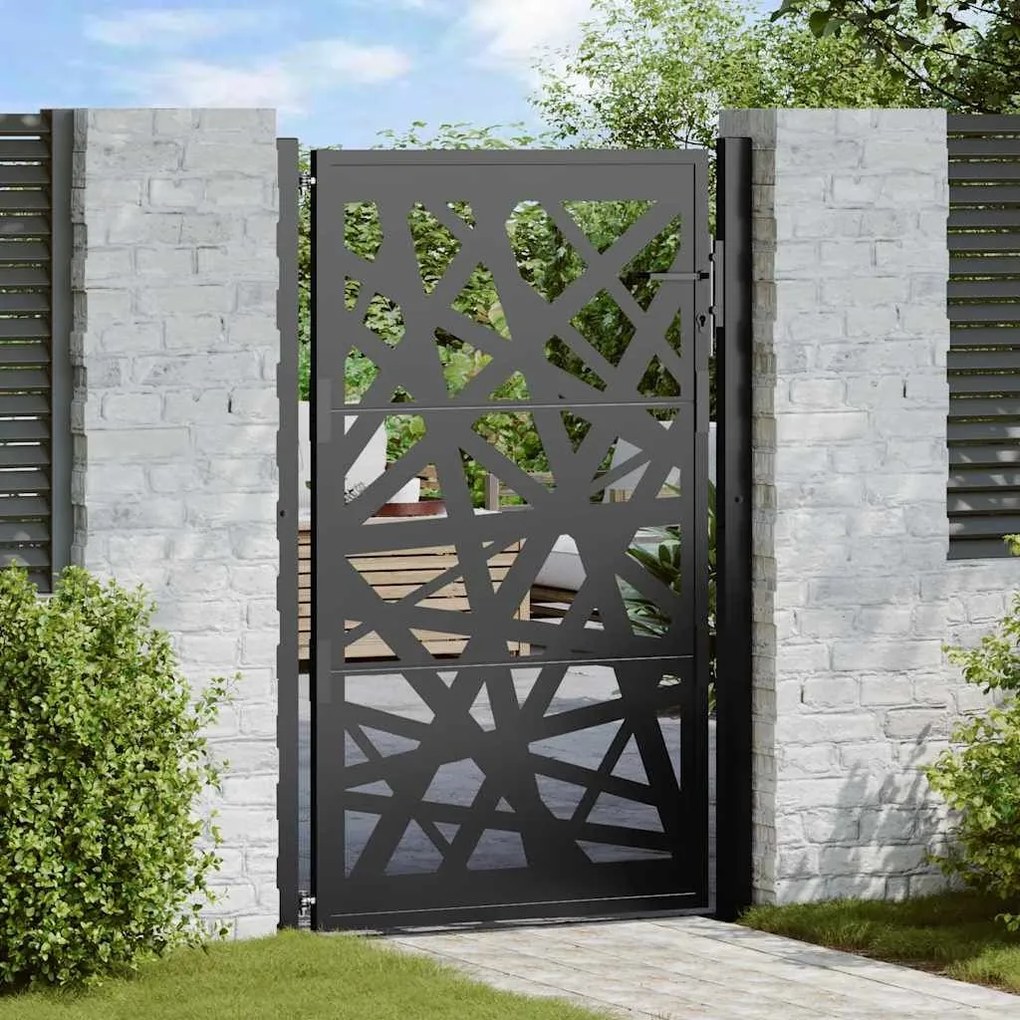 Garden Gate Μαύρη 105x155 cm Σχέδιο Ατσάλινο Φωτιστικό - Μαύρο