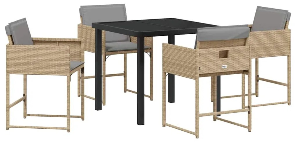 vidaXL Σέτ φαγητού για κήπο 5 pcs Μπεζ συνθετικό ρατάν