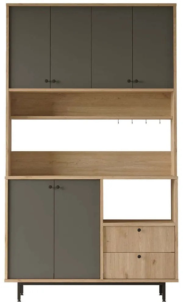 Ντουλάπι Κουζίνας 956LCS3571 120x35,5x205cm Oak-Anthracite Μοριοσανίδα, Μέταλλο