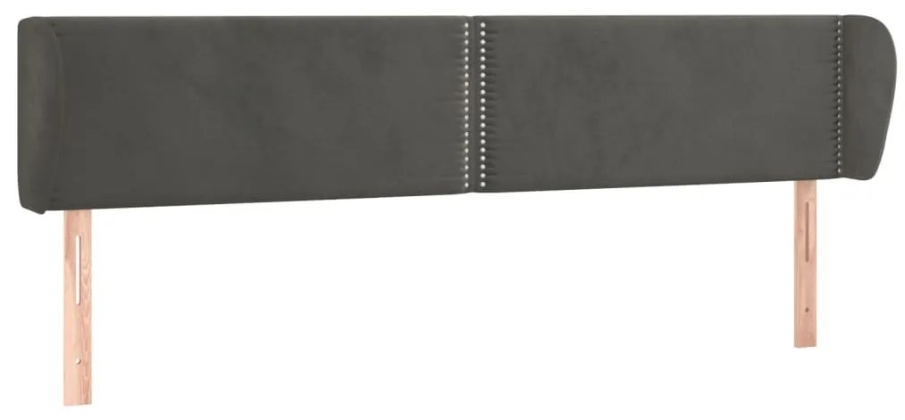 Κεφαλάρι με Πτερύγια Σκούρο Γκρι 203x23x78/88 εκ. Βελούδινο 3117071