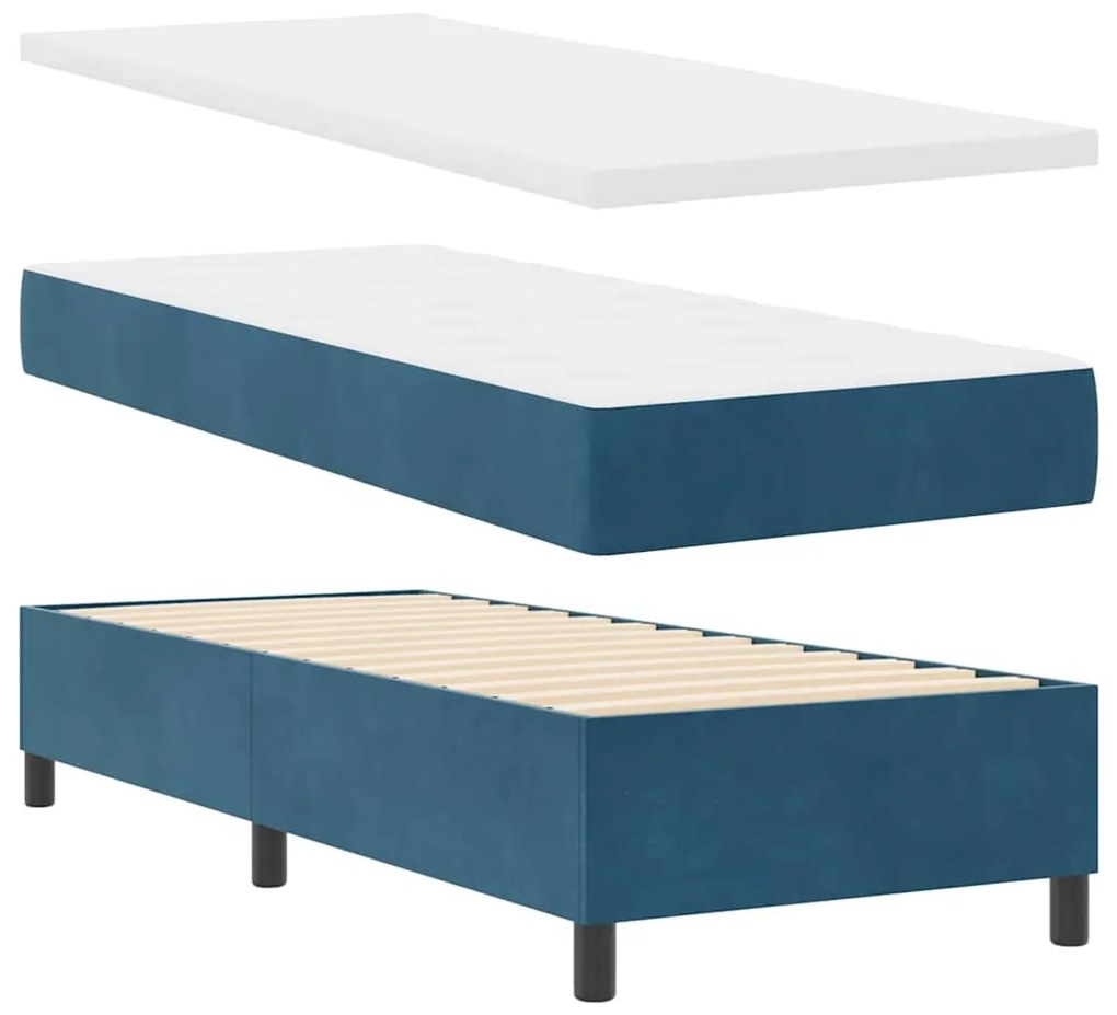 vidaXL Κρεβάτι με ελατήρια με κεφαλάρι Μπλε 80 x 200 cm Βελούδο