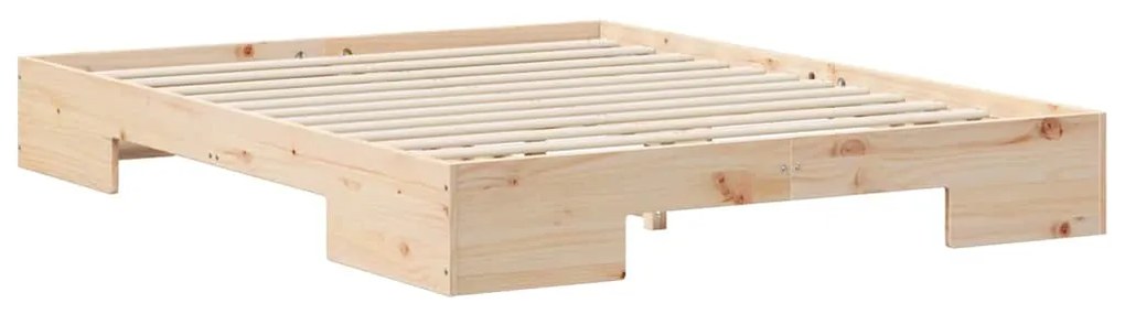 vidaXL Κρεβάτι δαπέδου Καφέ 150 x 200 cm Μασίφ ξύλο πεύκου