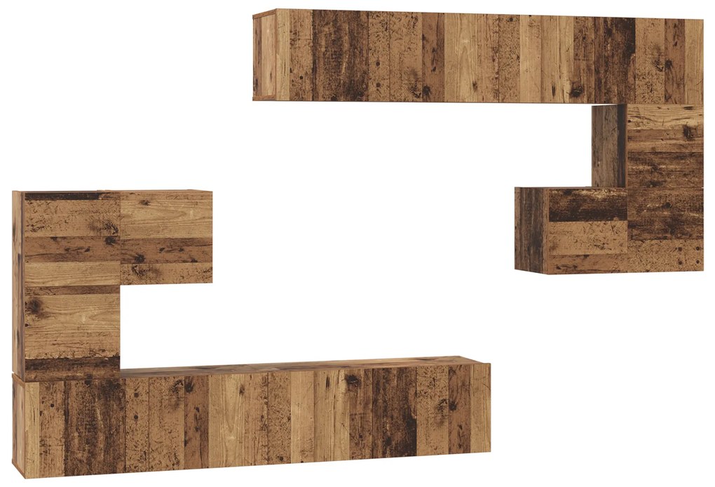 vidaXL Σετ επίπλου τηλεόρασης Επιτοίχιο 8 pcs Παλιό ξύλο