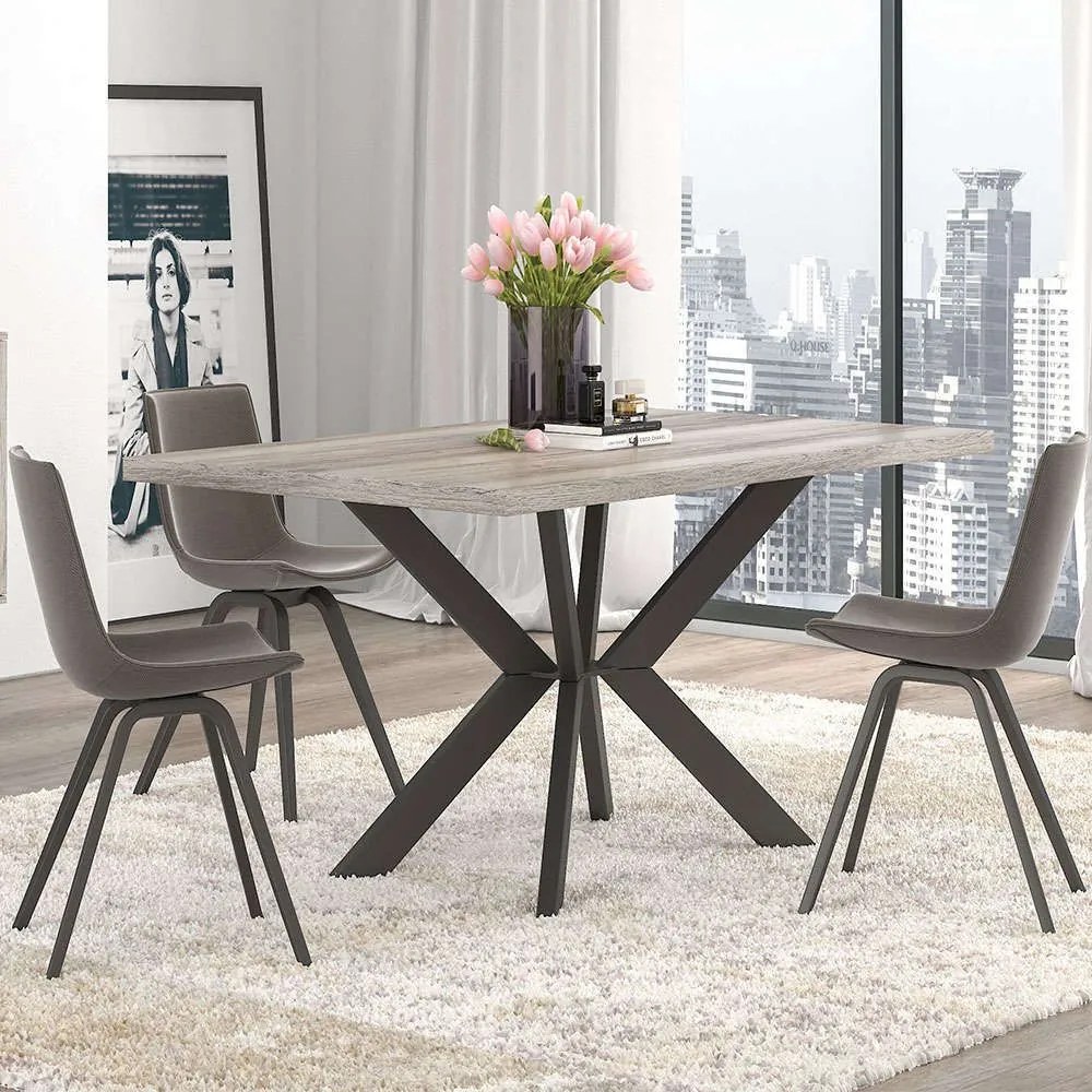 Τραπέζι Νο9 159x90x78cm Ash Melamine, Metal