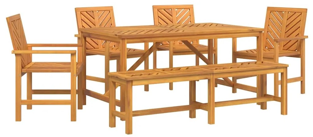 vidaXL Σέτ φαγητού για κήπο 6 pcs Καφέ Στερεό Ξύλο Ακακίας