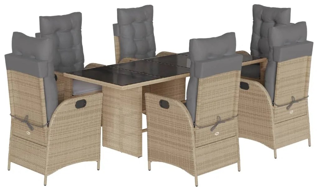 vidaXL Σετ Τραπεζαρίας Κήπου 7 τεμ. Μικτό Μπεζ Συνθ. Ρατάν &amp; Μαξιλάρια