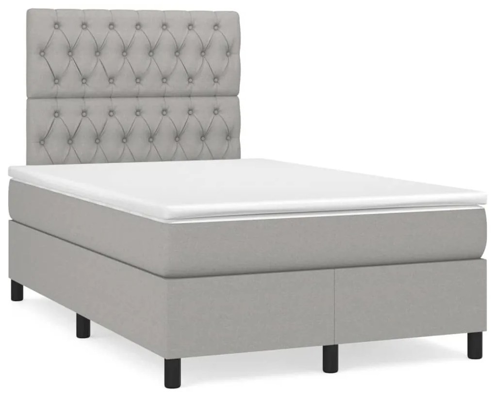 Κρεβάτι Boxspring με Στρώμα Ανοιχτό Γκρι 120x200 εκ. Υφασμάτινο - Γκρι