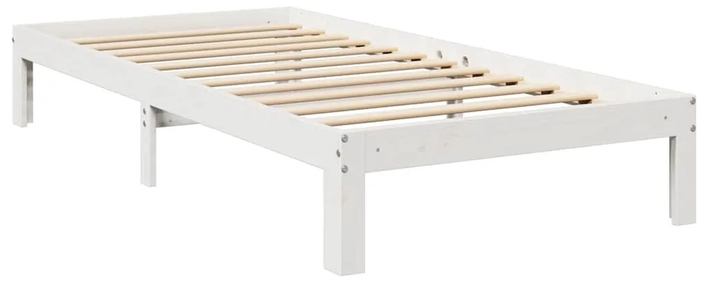 vidaXL Κρεβάτι Βιβλιοθήκη Χωρίς Στρώμα Λευκό 75x190 εκ Μασίφ Πεύκο