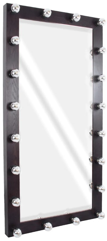 MIRROR-160x80-2 GloboStar®  MAKEUP MIRROR-160x80-2 Μοντέρνος Καθρέπτης Μακιγιάζ με Πλαίσιο Φυσικού Ξύλου με Διακόπτη On/Off 20 x E27 AC220-240V - Μ80 x Π7 x Υ160cm - Καφέ Wenge