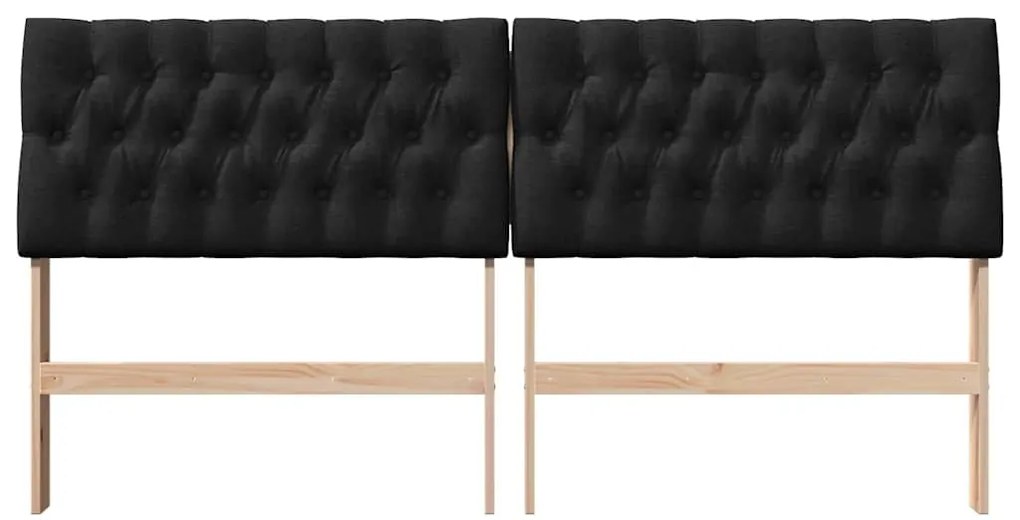 vidaXL Ταπετσαρισμένο κεφαλάρι Μαύρο 180 cm Στερεά ξυλεία πεύκου