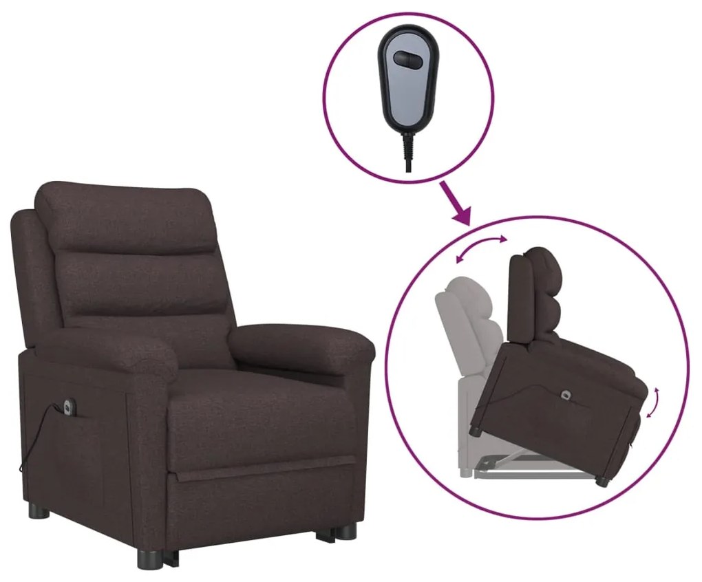 vidaXL Πολυθρόνα με Ανύψωση Σκούρο Καφέ Υφασμάτινη