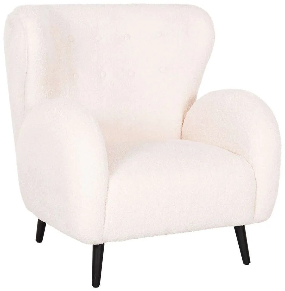 Πολυθρόνα Μπερζέρα Kryly HM9593.06 83x87x89cm Με Ξύλινα Πόδια &amp; Μπουκλέ Ύφασμα Ecru Wood, Fabric