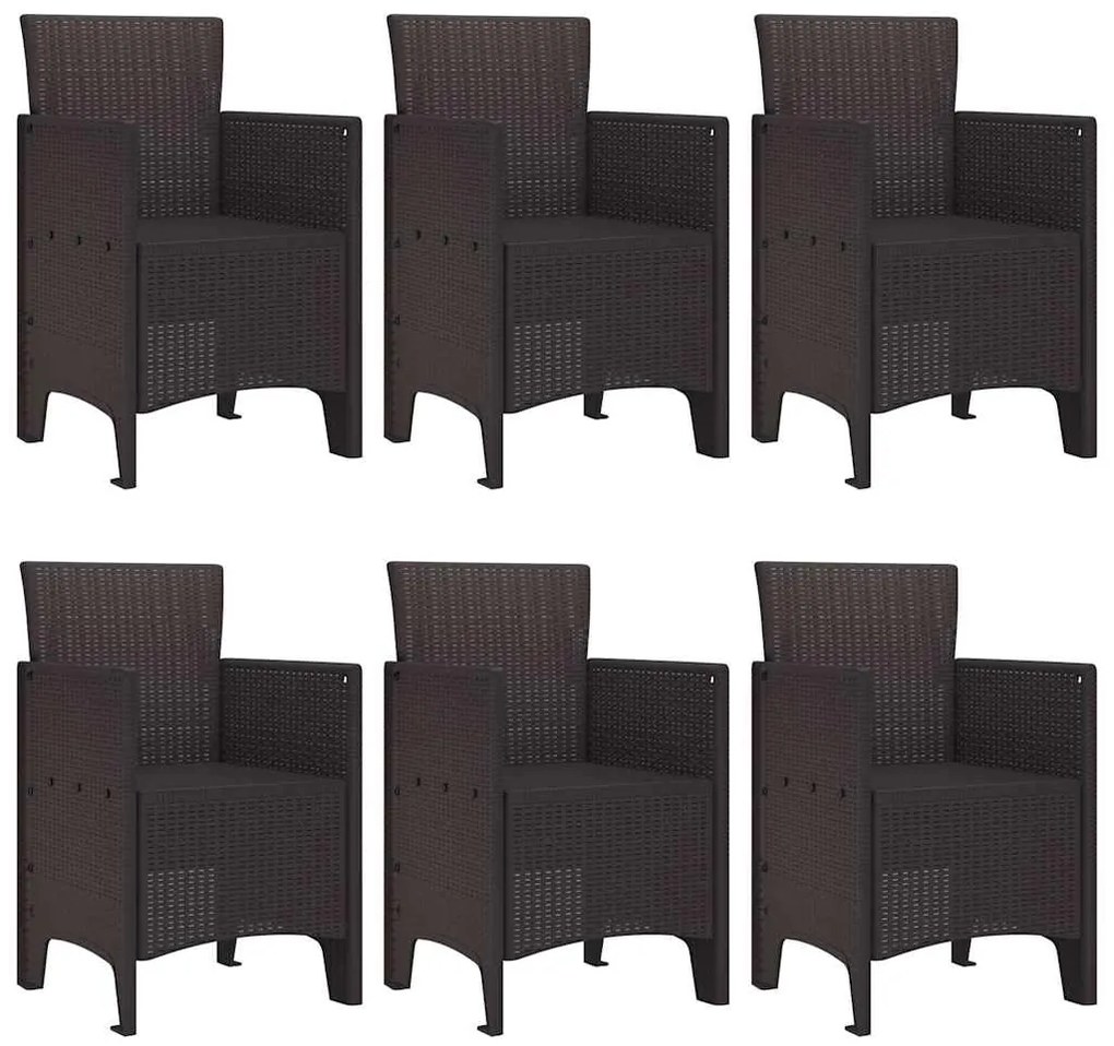 vidaXL Σέτ φαγητού για κήπο 7 pcs Καφέ Rattan Polt