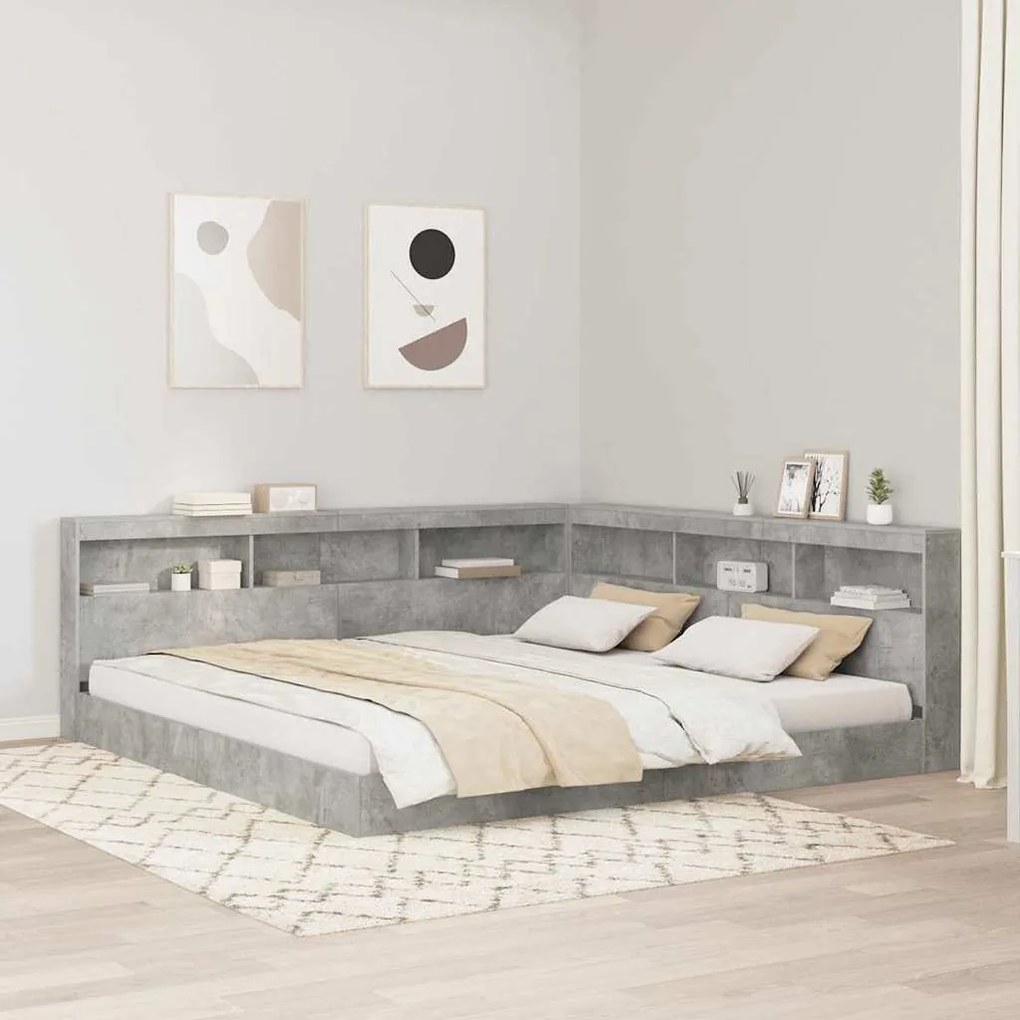 vidaXL Κεφαλάρι Αποθήκης Γκρι σκυροδέματος 180 cm Επεξεργασμένο ξύλο