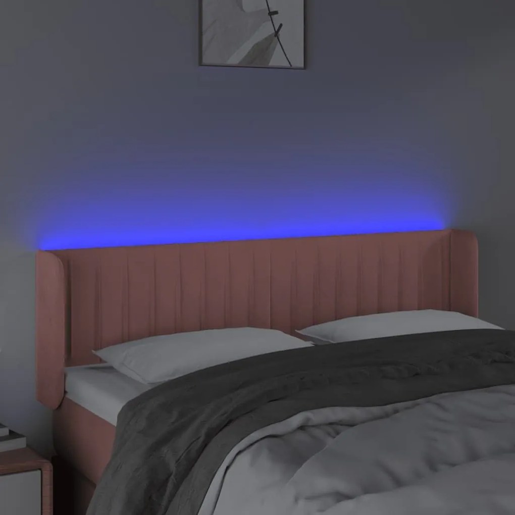Κεφαλάρι Κρεβατιού LED Ροζ 147x16x78/88 εκ. Βελούδινο - Ροζ