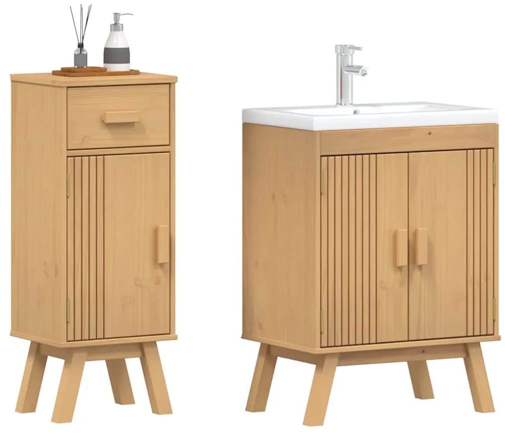 vidaXL Σετ Επίπλων Μπάνιου με συρτάρι 2 pcs Καφέ 114 x 43 x 73.5 εκ.