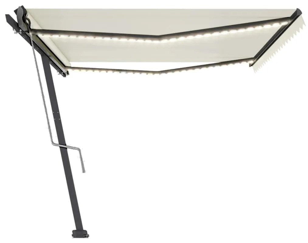 vidaXL Τέντα Αυτόματη με LED &amp; Αισθητήρα Ανέμου Κρεμ 500 x 300 εκ.