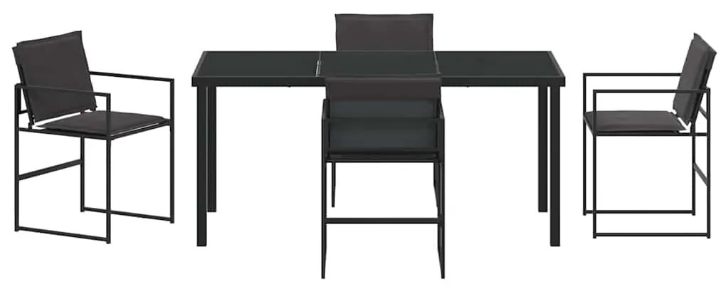 vidaXL Σέτ φαγητού για κήπο 5 pcs Μαύρο Textilene και ατσάλι