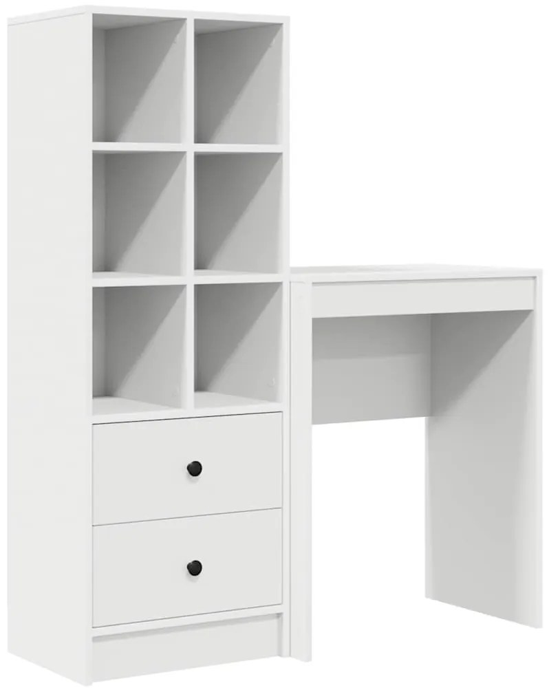 vidaXL Γραφείο με αποθηκευτικό χώρο 2 pcs Λευκό 45.5 x 34 x 127 εκ