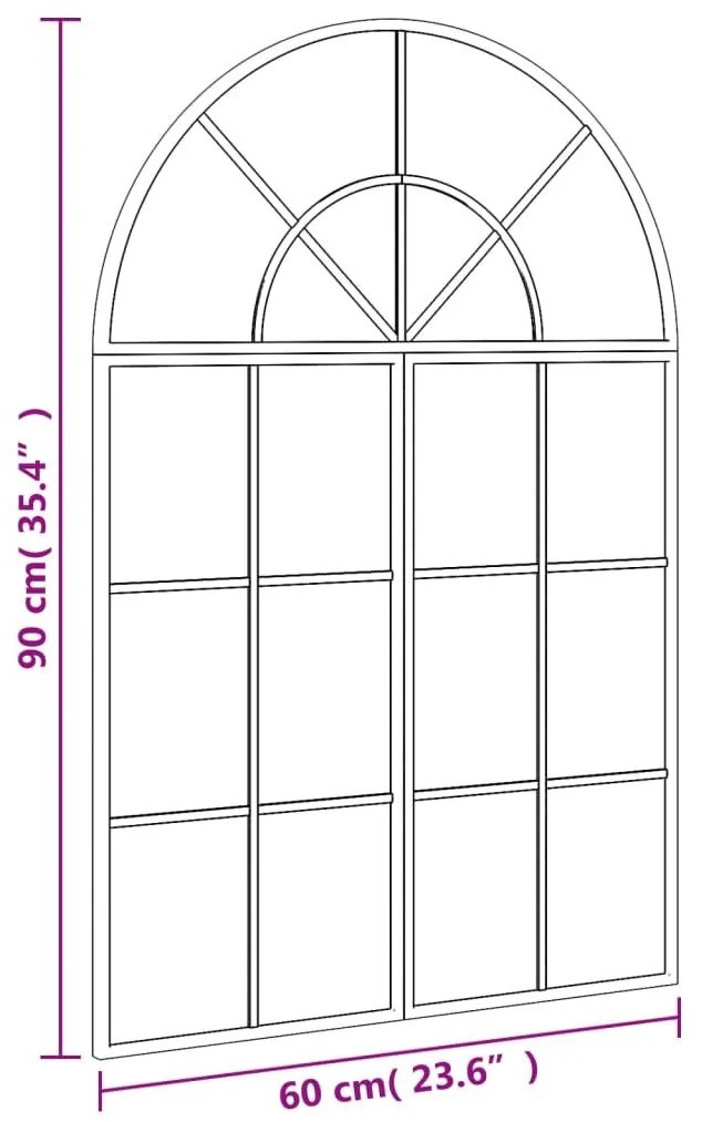 Καθρέφτης Τοίχου Αψίδα Μαύρος 60 x 90 εκ. από Σίδερο - Μαύρο
