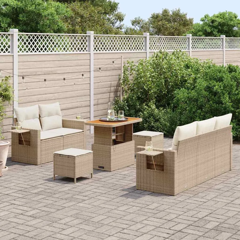 vidaXL Σετ Καναπέ Κήπου 8 pcs Μπεζ συνθετικό ρατάν