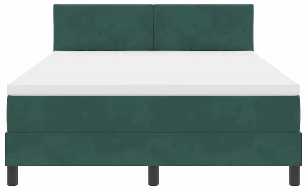 vidaXL Κρεβάτι με ελατήρια Σκούρο πράσινο 140 x 190 cm Βελούδο