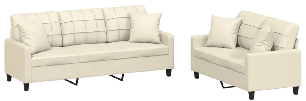 vidaXL Πολυθρόνες Σετ 2 Τεμαχίων Κρεμ Συνθετικό Δέρμα με Μαξιλάρια