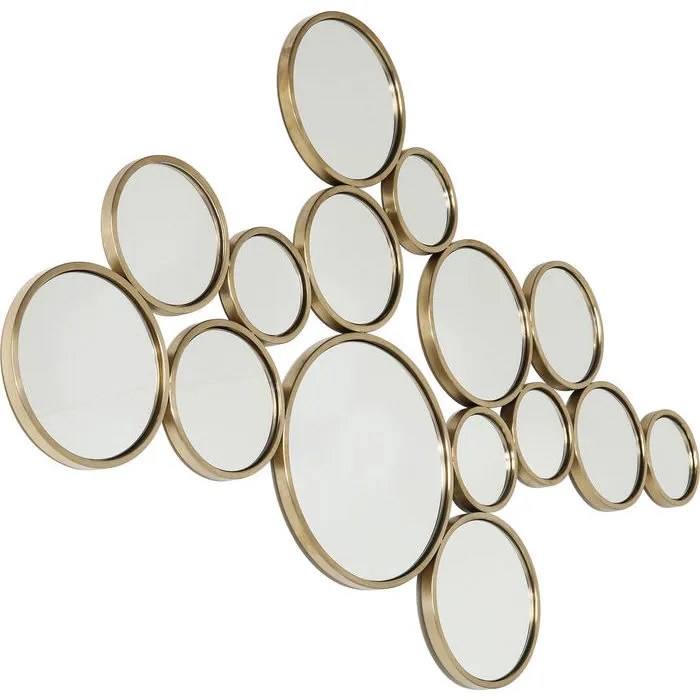 Καθρέφτης Τοίχου Bubbles Μεταλλικός Χρυσός  138x2x93εκ - Χρυσό