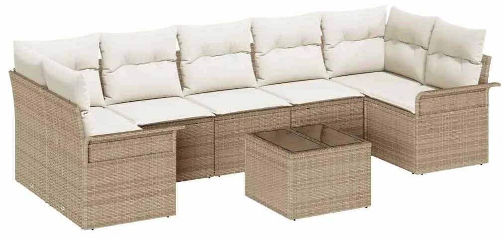 vidaXL Σετ Καναπέ Κήπου με μαξιλάρι 8 pcs Μπεζ, Κρέμα 55 x 55 x 37 εκ