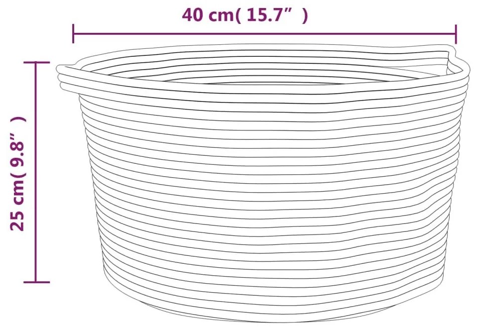 Καλάθι Αποθήκευσης Γκρι και Λευκό Ø40 x 25 εκ. Βαμβακερό - Πολύχρωμο