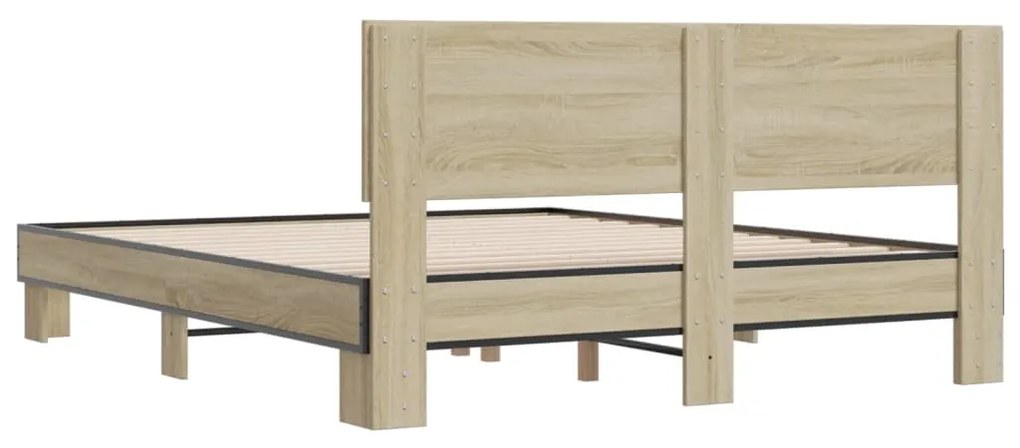 vidaXL Πλαίσιο Κρεβατιού Sonoma Δρυς 150x200 εκ. Επεξ. Ξύλο & Μέταλλο