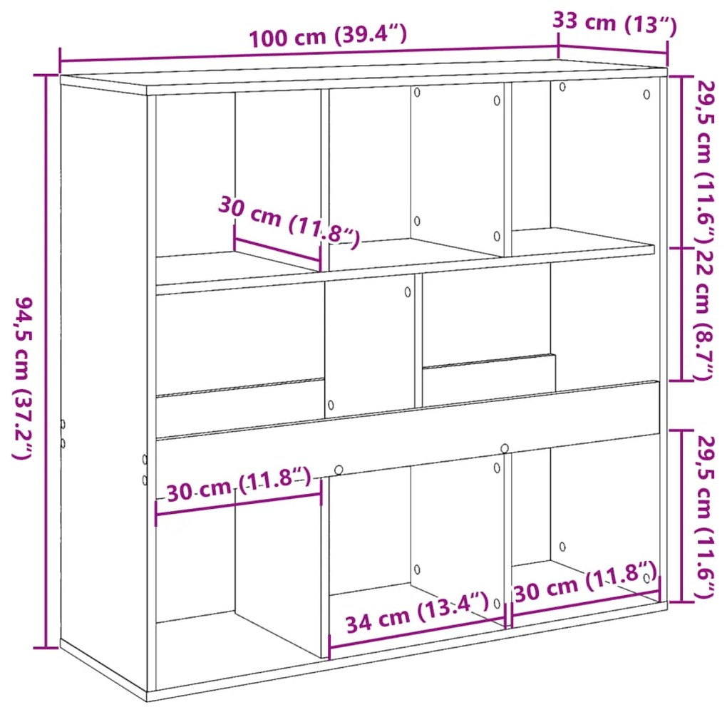 Διαχωριστικό Χώρου-Βιβλιοθήκη Λευκό 100x33x94,5 εκ. Επεξ. Ξύλο - Λευκό