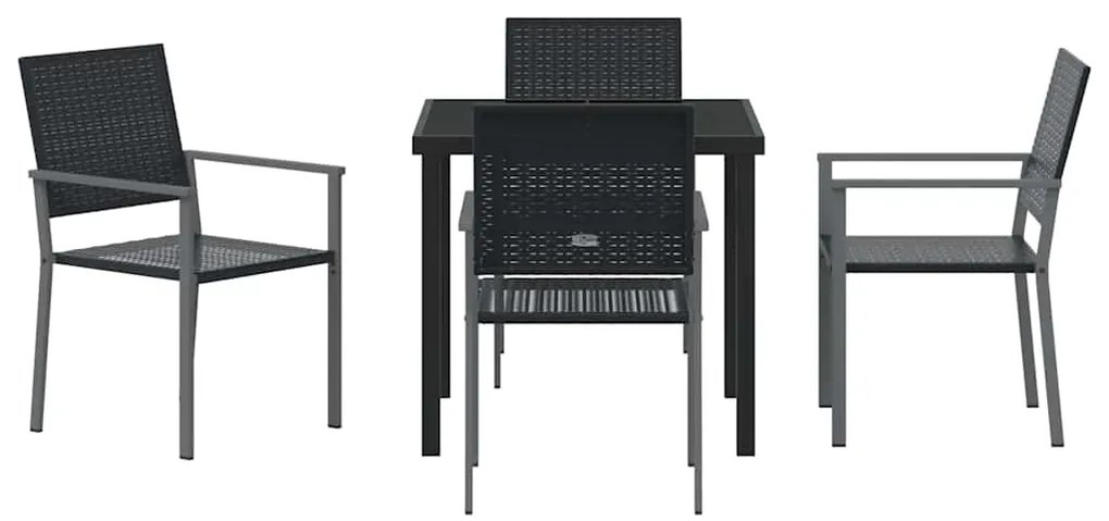 vidaXL Σέτ φαγητού για κήπο 5 pcs Μαύρο Ράτα PE