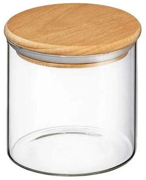 Δοχείο Γυάλινο Mε Ξύλινο Καπάκι 73.056457 10,5x10,5cm 600ml Clear Zassenhaus Wood, Glass