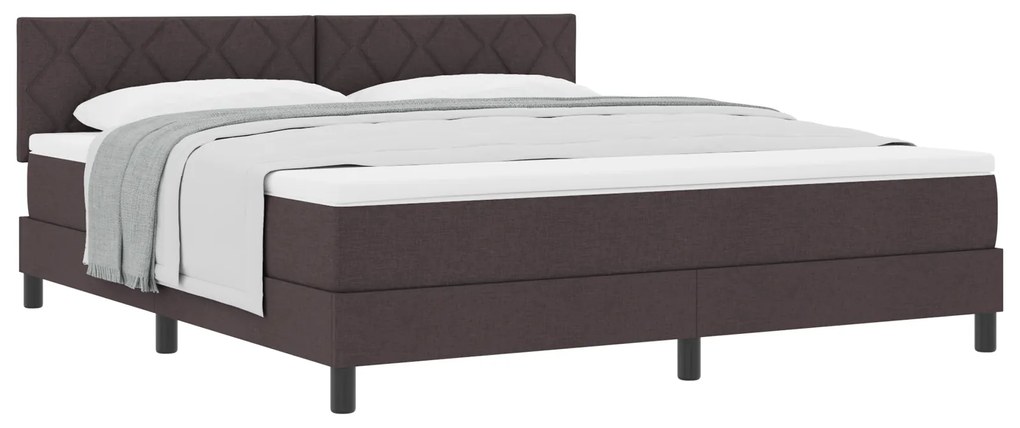 vidaXL Κρεβάτι Κουτιού με Στρώμα Σκούρο Καφέ 180x200 cm Ύφασμα
