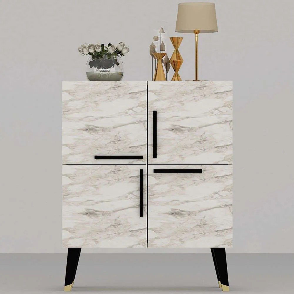 Μπουφές Makro 475OLV1763 70x35x90cm Marble Effect Beige Μοριοσανίδα, Μελαμίνη