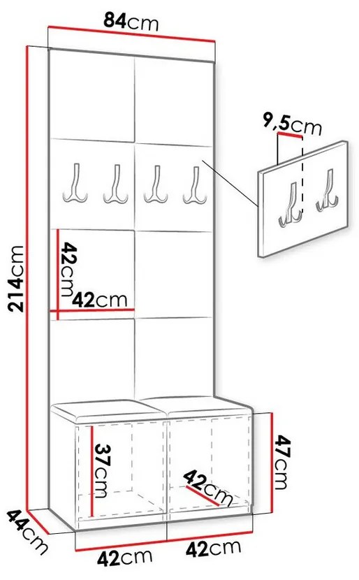 Σετ διαδρόμου Hartford E100, 44cm, 15 kg, Ταπισερί, Πλαστικοποιημένη μοριοσανίδα, Εντοιχισμένη, Τοίχου | Epipla1.gr