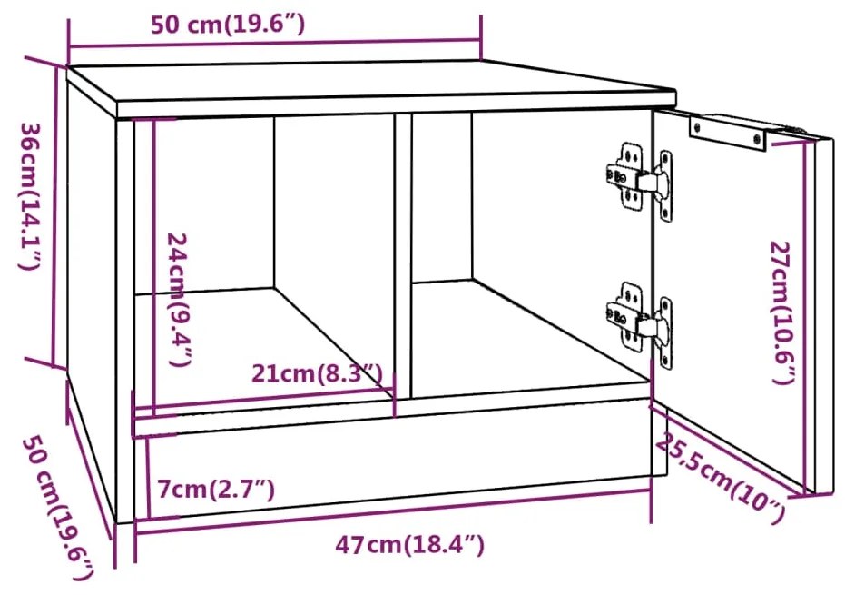 Τραπεζάκι Σαλονιού Λευκό &amp; Sonoma Δρυς 50x50x36 εκ. Επεξ. Ξύλο - Μπεζ