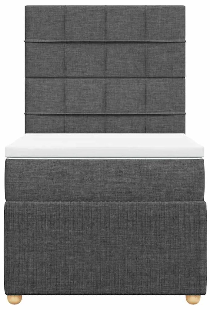 vidaXL Κρεβάτι Boxspring με Στρώμα Σκούρο Γκρι 90x200 εκ. Υφασμάτινο