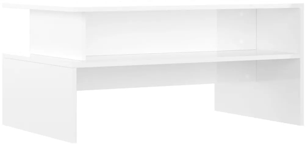 vidaXL Τραπεζάκι Σαλονιού Γυαλ. Λευκό 90x55x42,5 εκ. Επεξεργ. Ξύλο